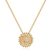 Casual Classic Style Sunflower Letter Copper 14k Gold Plated Zircon Pendant Necklace In Bulk sku image 1