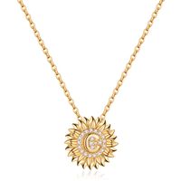 Casual Classic Style Sunflower Letter Copper 14k Gold Plated Zircon Pendant Necklace In Bulk sku image 2