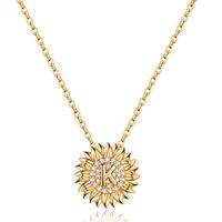 Casual Classic Style Sunflower Letter Copper 14k Gold Plated Zircon Pendant Necklace In Bulk sku image 5