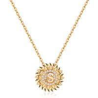 Casual Classic Style Sunflower Letter Copper 14k Gold Plated Zircon Pendant Necklace In Bulk sku image 7