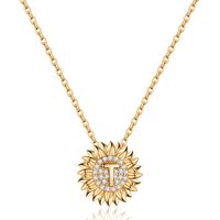 Casual Classic Style Sunflower Letter Copper 14k Gold Plated Zircon Pendant Necklace In Bulk sku image 8