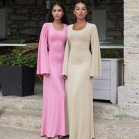 Women's Sheath Dress Casual U Neck Long Sleeve Solid Color Maxi Long Dress Daily Street main image 1