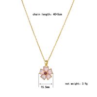 304 Stainless Steel Elegant Lady Inlay Flower Opal Pendant Necklace main image 3