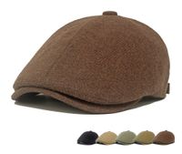 Unisex Retro British Style Solid Color Curved Eaves Beret Hat main image 2