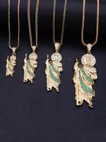 Casual Human St Jude Copper 18k Gold Plated Zircon Pendant Necklace In Bulk main image 1