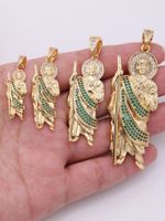Casual Human St Jude Copper 18k Gold Plated Zircon Pendant Necklace In Bulk main image 7