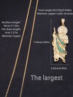 Casual Human St Jude Copper 18k Gold Plated Zircon Pendant Necklace In Bulk main image 2