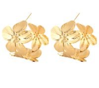 1 Pair Vintage Style Simple Style Water Droplets Solid Color Flower Plating Copper 18k Gold Plated Earrings sku image 4
