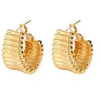 1 Pair Vintage Style Simple Style Water Droplets Solid Color Flower Plating Copper 18k Gold Plated Earrings sku image 2