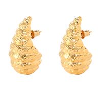 1 Pair Vintage Style Simple Style Water Droplets Solid Color Flower Plating Copper 18k Gold Plated Earrings sku image 3