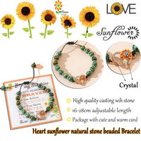 Romantic Pastoral Solid Color Sunflower Heart Shape Stainless Steel Alloy Natural Stone Enamel Plating Inlay Rhinestones Gold Plated Thanksgiving Unisex Drawstring Bracelets main image 2