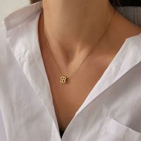 304 Stainless Steel 18K Gold Plated Simple Style Plating Letter None Pendant Necklace main image 1