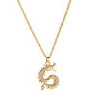 Jewelry Classic Diamond Dragon Pendant Sweater Chain Zodiac Flying Dragon Necklace sku image 1