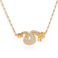 Jewelry Classic Diamond Dragon Pendant Sweater Chain Zodiac Flying Dragon Necklace sku image 6