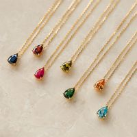 201 Stainless Steel 304 Stainless Steel Glass Gold Plated Casual Simple Style Plating Water Droplets Zircon Pendant Necklace main image 1