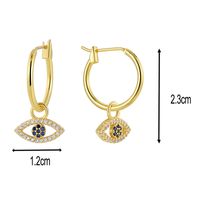 1 Paire Rétro Style Simple L'oeil Du Diable Placage Incruster Le Cuivre Strass Zircon Plaqué Or 18k Boucles D'oreilles main image 2