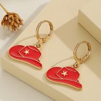 1 Pair Simple Style Commute Hat Enamel Plating Alloy Gold Plated Drop Earrings main image 1
