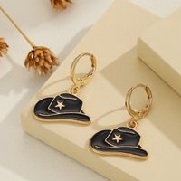1 Pair Simple Style Commute Hat Enamel Plating Alloy Gold Plated Drop Earrings main image 3