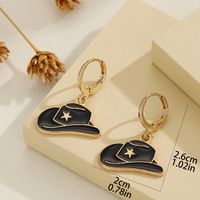 1 Pair Simple Style Commute Hat Enamel Plating Alloy Gold Plated Drop Earrings main image 2