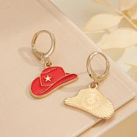 1 Pair Simple Style Commute Hat Enamel Plating Alloy Gold Plated Drop Earrings main image 4