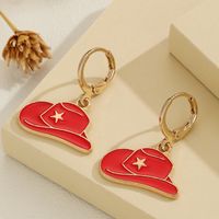 1 Pair Simple Style Commute Hat Enamel Plating Alloy Gold Plated Drop Earrings main image 5