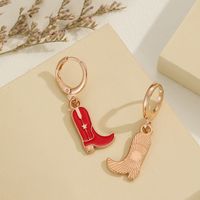 1 Pair Simple Style Commute Boots Enamel Plating Alloy Gold Plated Drop Earrings main image 5