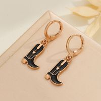 1 Pair Simple Style Commute Boots Enamel Plating Alloy Gold Plated Drop Earrings main image 3