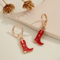 1 Pair Simple Style Commute Boots Enamel Plating Alloy Gold Plated Drop Earrings main image 4
