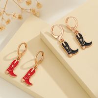 1 Pair Simple Style Commute Boots Enamel Plating Alloy Gold Plated Drop Earrings main image 1