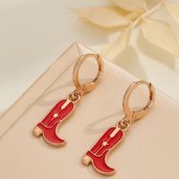 1 Pair Simple Style Commute Boots Enamel Plating Alloy Gold Plated Drop Earrings main image 6