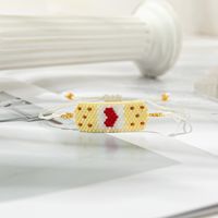Cute Luxurious Heart Shape Glass Rope Handmade Women's Drawstring Bracelets sku image 1