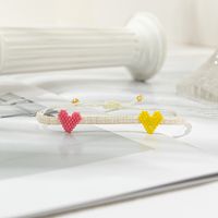 Cute Luxurious Heart Shape Glass Rope Handmade Women's Drawstring Bracelets sku image 3