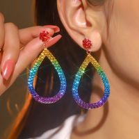 1 Pair Luxurious Shiny Water Droplets Plating Inlay Alloy Rhinestones Drop Earrings main image 3