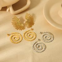 1 Pair Simple Style Commute Circle Lines Polishing Plating 304 Stainless Steel Ear Studs main image 9