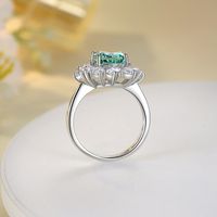 Elegant Sweet Printing Geometric Color Block Sterling Silver Plating Inlay High Carbon Diamond Rings main image 3