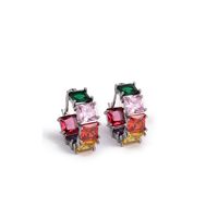 1 Pair Nordic Style Vintage Style Colorful Inlay Copper Zircon 18K Gold Plated Earrings main image 6