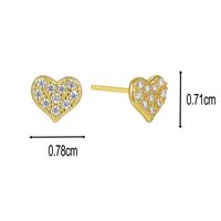 1 Pair Casual Elegant Commute Heart Shape Plating Inlay Sterling Silver Zircon Obsidian 18k Gold Plated Ear Studs main image 6