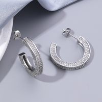 1 Pair Hip-Hop Rock Simple Style C Shape Polishing Inlay Copper Zircon 18K Gold Plated Ear Studs main image 4
