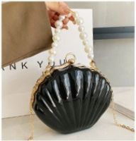 Women's Arylic Solid Color Cute Pearls Semicircle Lock Clasp Dome Bag sku image 1