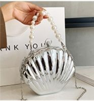 Women's Arylic Solid Color Cute Pearls Semicircle Lock Clasp Dome Bag sku image 2
