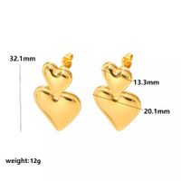 1 Pair Simple Style Heart Shape Plating Stainless Steel Drop Earrings Ear Studs sku image 6