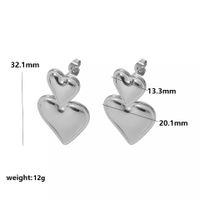 1 Pair Simple Style Heart Shape Plating Stainless Steel Drop Earrings Ear Studs sku image 3