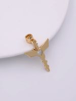 Vintage Style Cross Wings Snake Copper 18k Gold Plated Zircon Pendant Necklace In Bulk main image 5