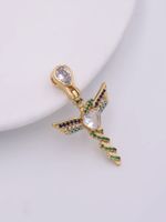 Vintage Style Cross Wings Snake Copper 18k Gold Plated Zircon Pendant Necklace In Bulk main image 3