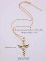 Vintage Style Cross Wings Snake Copper 18k Gold Plated Zircon Pendant Necklace In Bulk main image 2