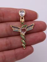 Vintage Style Cross Wings Snake Copper 18k Gold Plated Zircon Pendant Necklace In Bulk main image 4