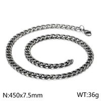 Retro Solid Color Titanium Steel Chain Men's Necklace sku image 1