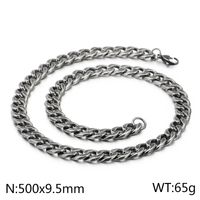 Retro Solid Color Titanium Steel Chain Men's Necklace sku image 3