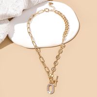 Copper 18K Gold Plated Hip-Hop Oval Inlay Zircon Pendant Necklace main image 3