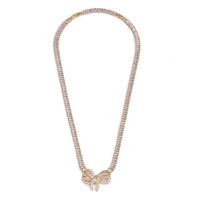 Ig Style Flower Bow Knot Copper 18k Gold Plated Zircon Pendant Necklace In Bulk main image 7